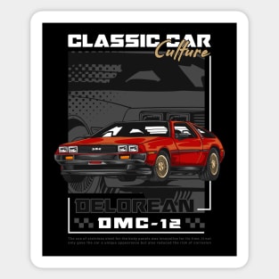 Retro Delorean Car Sticker